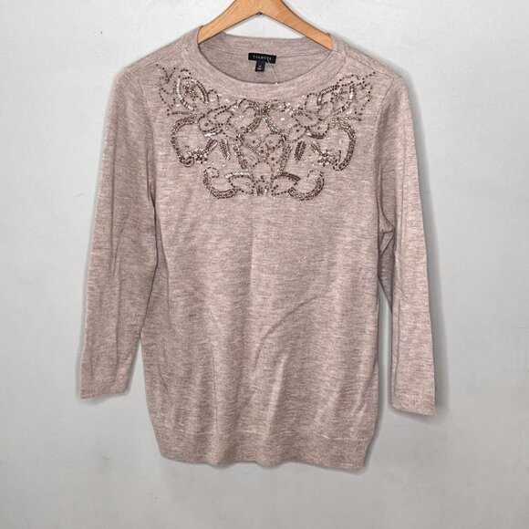Talbots Lambswool Blend Crewneck Sweater with beading- Size‎ M NWOT - Picture 1 of 5